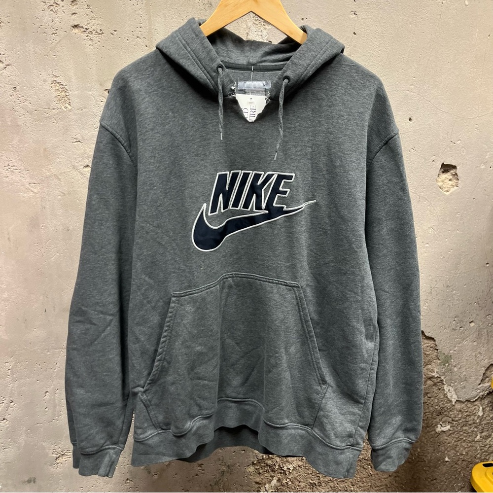Nike Vintage Y2K Gray Embroidered Swoosh Logo Fleece Hoodie XL Gray Tag XL Gym